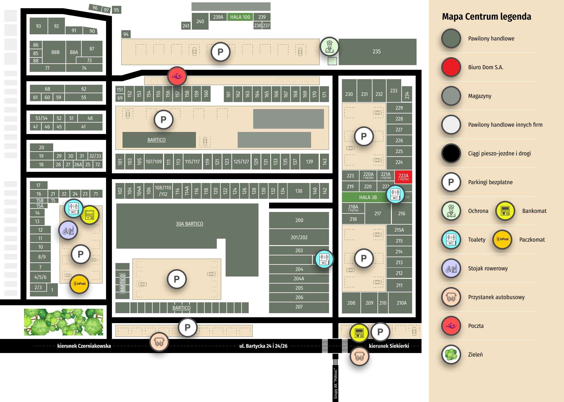 Mapa Centrum Bartycka Home Center