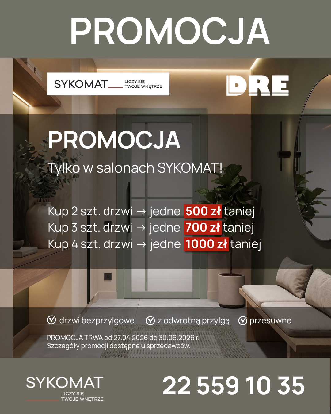 Drzwi DRE taniej w Sykomat